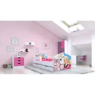 KOBI Barnsäng - Fala Med Madrass Och Skyddskant - Barbie - 160 x 80 Cm