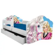 KOBI Barnsäng - Fala Med Madrass, Skyddskant Och Extrasäng - Barbie - 160 x 80 Cm