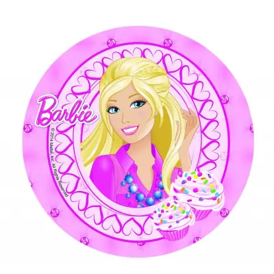 Tårtbild / oblat Barbie med söta cupcakes