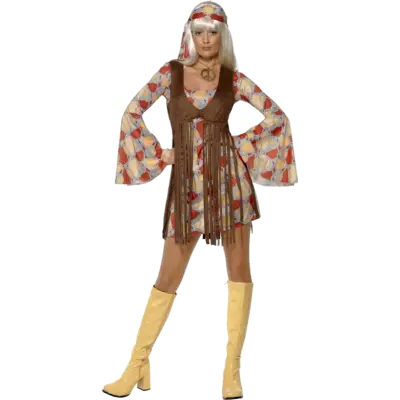 60-tals Hippieklänning Groovy Baby Maskeraddräkt Dam L