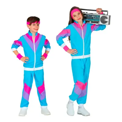 80-tals Träningsoverall Ljusblå Barn Maskeraddräkt - X-Large