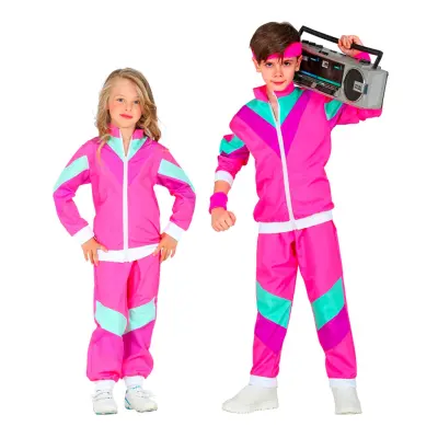 80-tals Träningsoverall Rosa Barn Maskeraddräkt - X-Large