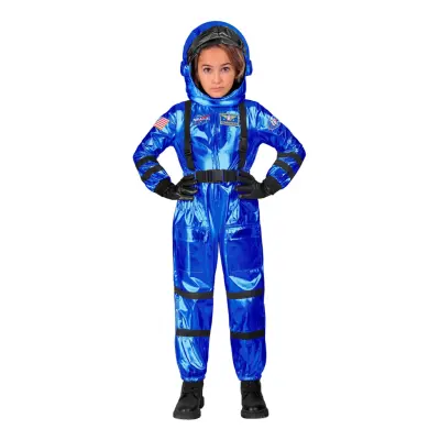 Astronaut Blå Metallic Barn Maskeraddräkt - Small