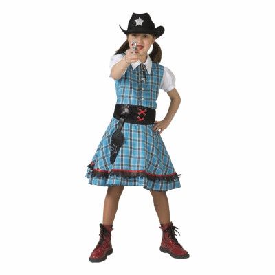 Cowboy Klänning Blå Barn Maskeraddräkt - Large