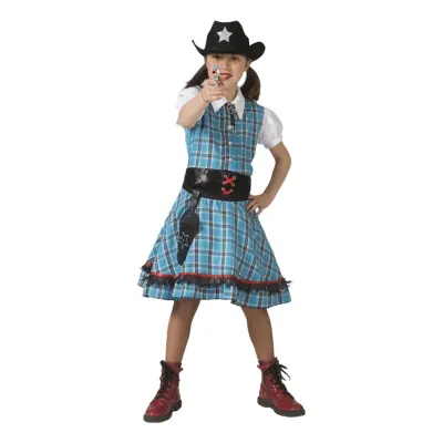 Cowboy Klänning Blå Barn Maskeraddräkt - X-Small