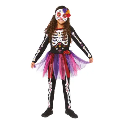 Day of the Dead Klänning Barn Maskeraddräkt - Medium