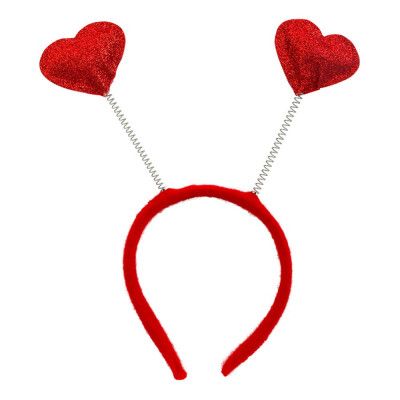 Diadem med Hjärtan Röd - One size