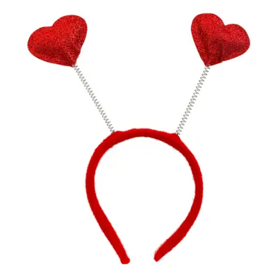 Diadem med Hjärtan Röd - One size