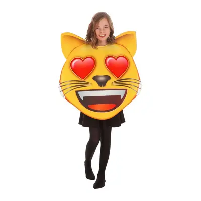 Emoji Cat Heart Barn Maskeraddräkt - One size