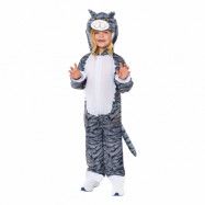 Grå Katt Onesie Barn Maskeraddräkt - Medium