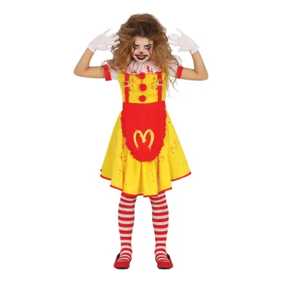 Läskig Snabbmatsclown Klänning Barn Maskeraddräkt - Large