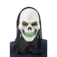 LED Mask Dödskalle med huva Grön