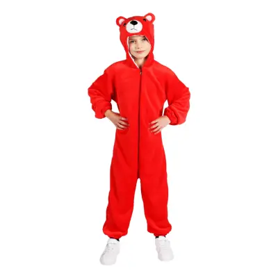 Onesie Röd Björn Barn Maskeraddräkt - Small