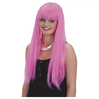 Peruk Rosa med lugg - Leksaksaffären -  Leksaksaffären