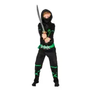 Power Ninja Svart/Grön Barn Maskeraddräkt - Medium