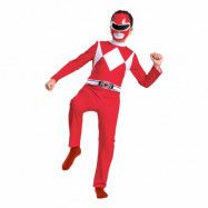 Power Ranger Röd Budget Barn Maskeraddräkt - Small