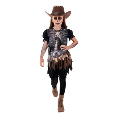 Skelett Cowgirl Barn Maskeraddräkt - Medium