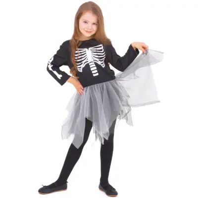 Skelettprinsessan – Maskeraddräkt för Flickor L