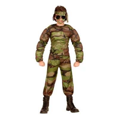 Soldat med Muskler Barn Maskeraddräkt - Small