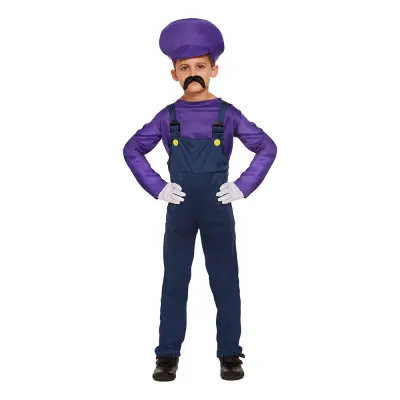 Super Rörmokare Lila Barn Maskeraddräkt - Small