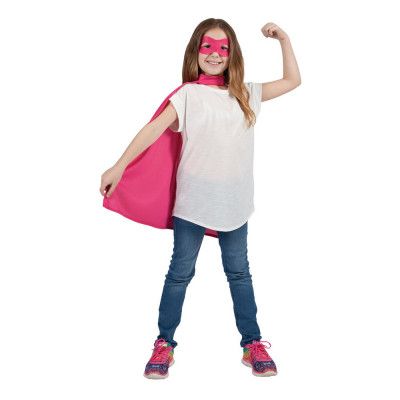 Superhjälte Cape med Mask Rosa Barn - One size