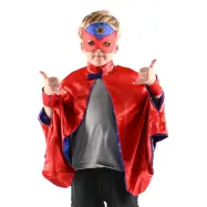 Superhjälte Vändbar Blå/Röd Maskeradset för Barn - One size