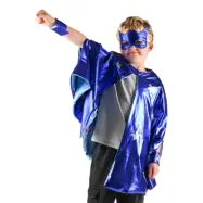 Superhjälte Vändbar Regnbåge/Blå Maskeradset för Barn - One size