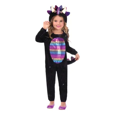 Svart Dinosaurie Barn Maskeraddräkt - X-Small