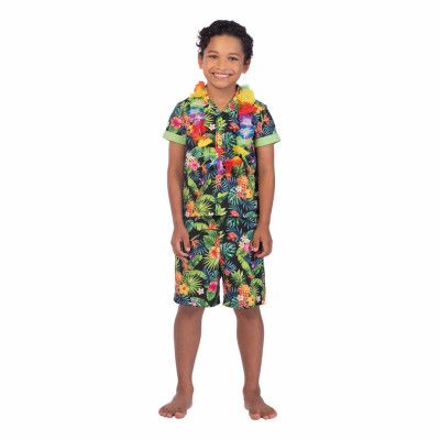 Svart Hawaiiset Barn Maskeraddräkt - Large