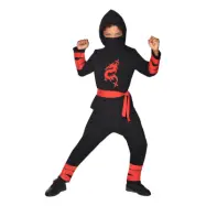 Svart Ninja Barn Maskeraddräkt - Large
