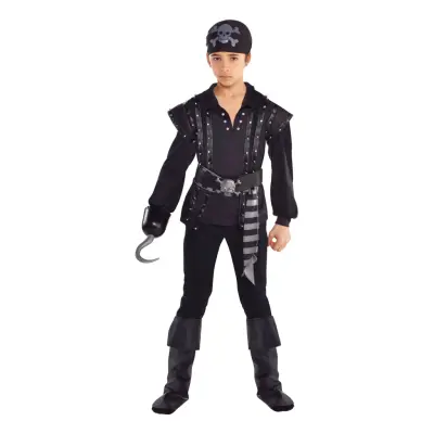 Svart Sjörövare Barn Maskeraddräkt - Medium