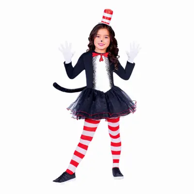 Katten i Hatten Klänning Barn Maskeraddräkt - Large