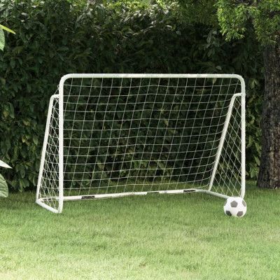 vidaXL Fotbollsmål med nätvit 180x90x120 cm stål