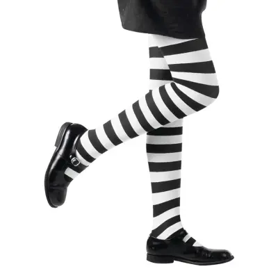 Vit/Svart-Randiga Strumpbyxor Barn - 1-3 år