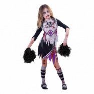 Zombie Cheerleader Svart/Lila Barn Maskeraddräkt - X-Large