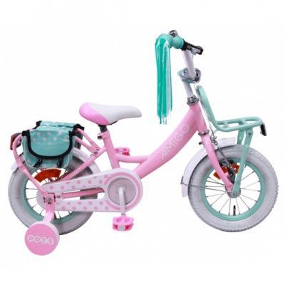 AMIGO Amigo - Barncykel - Dots 12 Tum Rosa