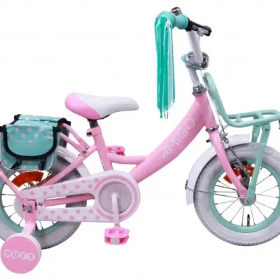 AMIGO Amigo - Barncykel - Dots 12 Tum Rosa