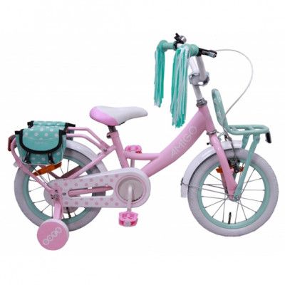 AMIGO Amigo - Barncykel - Dots 14 Tum Rosa