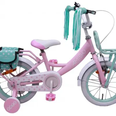 AMIGO Amigo - Barncykel - Dots 14 Tum Rosa