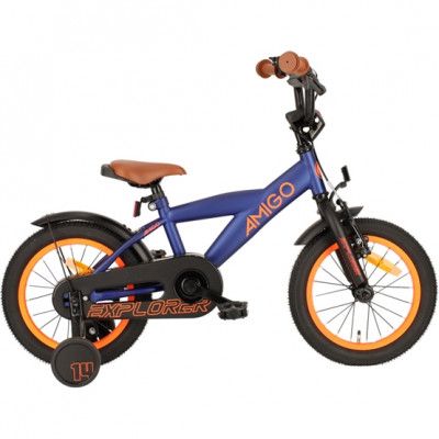 AMIGO Amigo - Barncykel - Explorer 14 Tum 21,5 Cm Fotbroms Blå/Orange