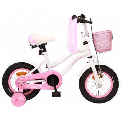 AMIGO Amigo - Barncykel - Flower 12 Tum Vit