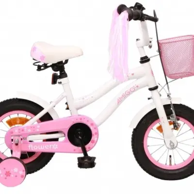 AMIGO Amigo - Barncykel - Flower 12 Tum Vit