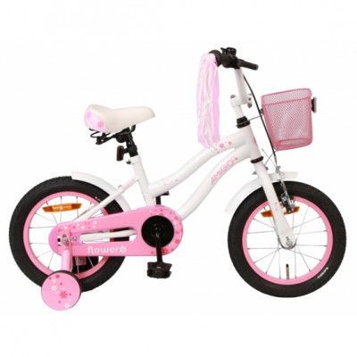 AMIGO Amigo - Barncykel - Flower 14 Tum Vit