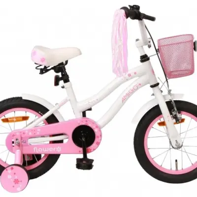 AMIGO Amigo - Barncykel - Flower 14 Tum Vit