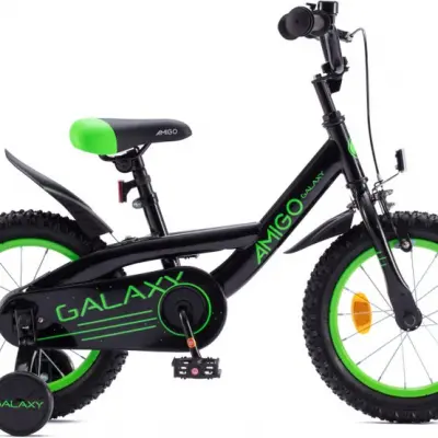 AMIGO Amigo - Barncykel - Galaxy 12 Inch 20 Cm Fotbroms Svart/Grön