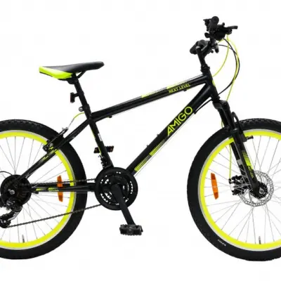 AMIGO Amigo - Barncykel - Next Level 24 Inch 39 Cm 21 Växlar Rim Brakes Svart/Gul