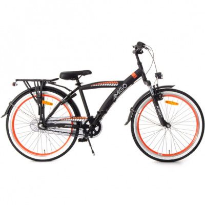 AMIGO Amigo - Barncykel - Roady 24 Tum 38,5 Cm 3 Växlar Fotbroms Svart/Orange