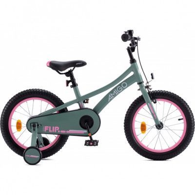 AMIGO - Barncykel Flip 16 Inch 25 Cm Grön/Rosa