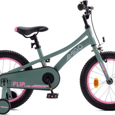 AMIGO - Barncykel Flip 16 Inch 25 Cm Grön/Rosa