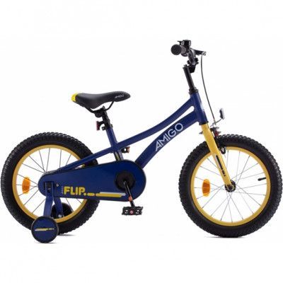 AMIGO - Barncykel Flip 16 Inch 25 Cm Mörkblå/Gul